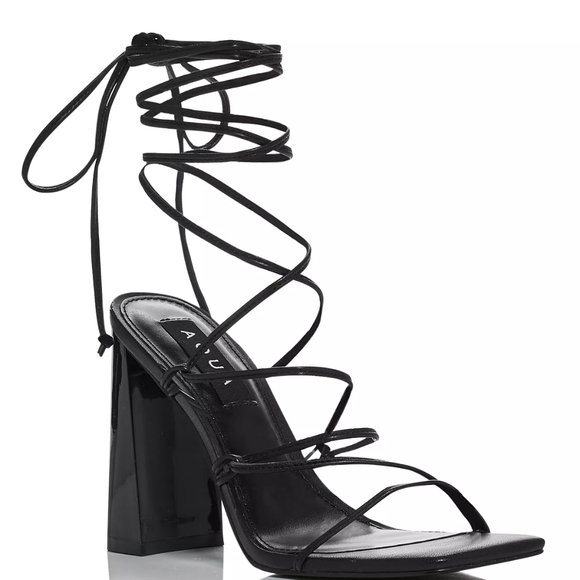 AQUA Women's Leah Ankle Tie High Heel Sandals. - Picture 2 of 8